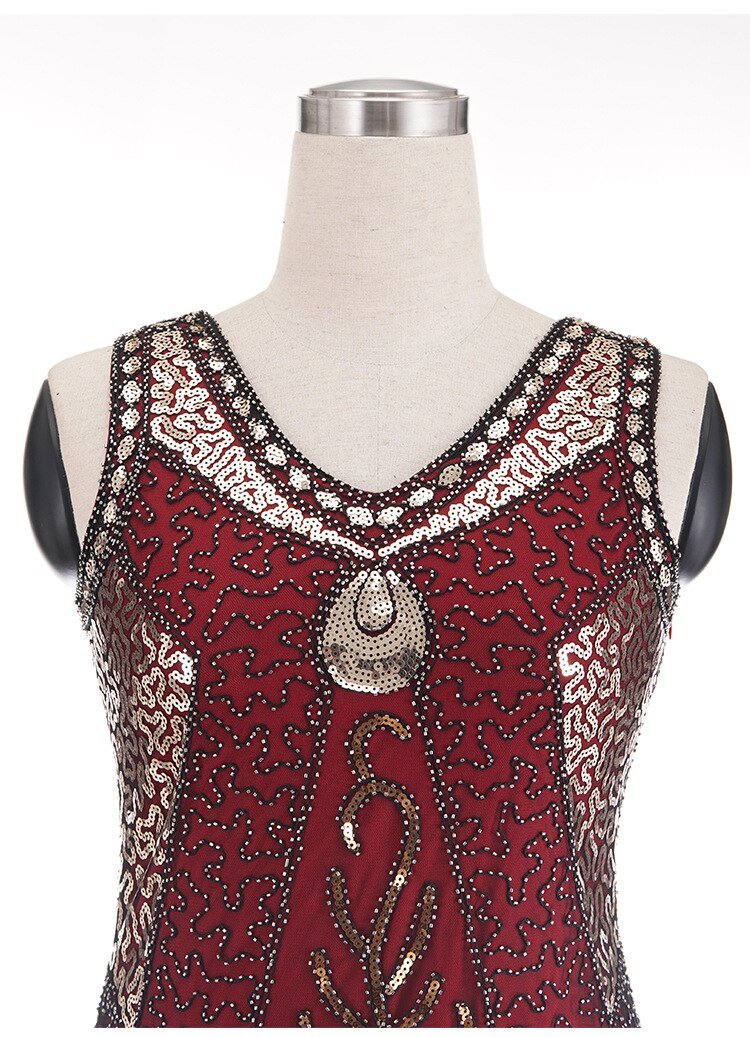 Robe Vintage<br> Années 20 Grande Taille Charleston Rouge - Louise Vintage