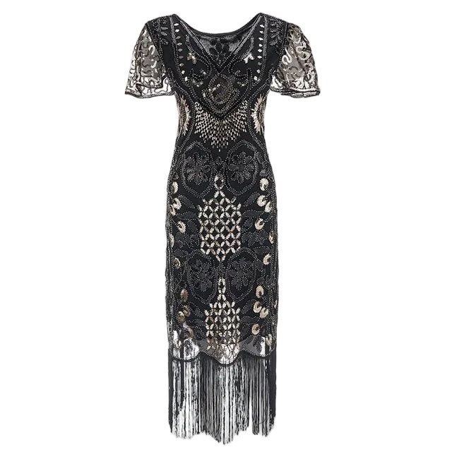 Robe Vintage<br> Années 20 Grande Taille Noire - Louise Vintage