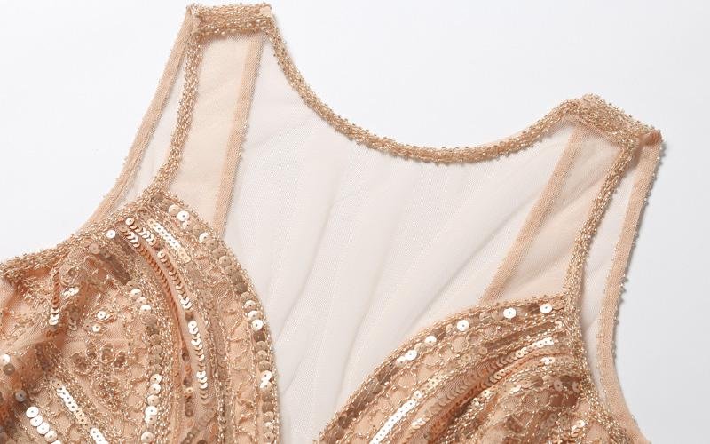 Robe Vintage<br> Années 20 Longue Rose - Louise Vintage