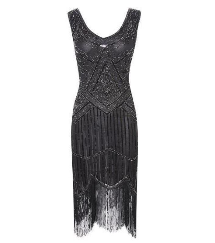 Robe Vintage<br> Années 20 Noire Argent - Louise Vintage