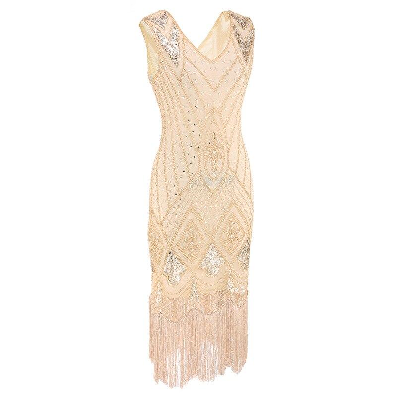 Robe Vintage<br> Années 20 Sequins Beige - Louise Vintage