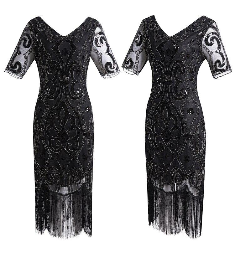 Robe Vintage<br> Années 20 Swing Noir Argent - Louise Vintage