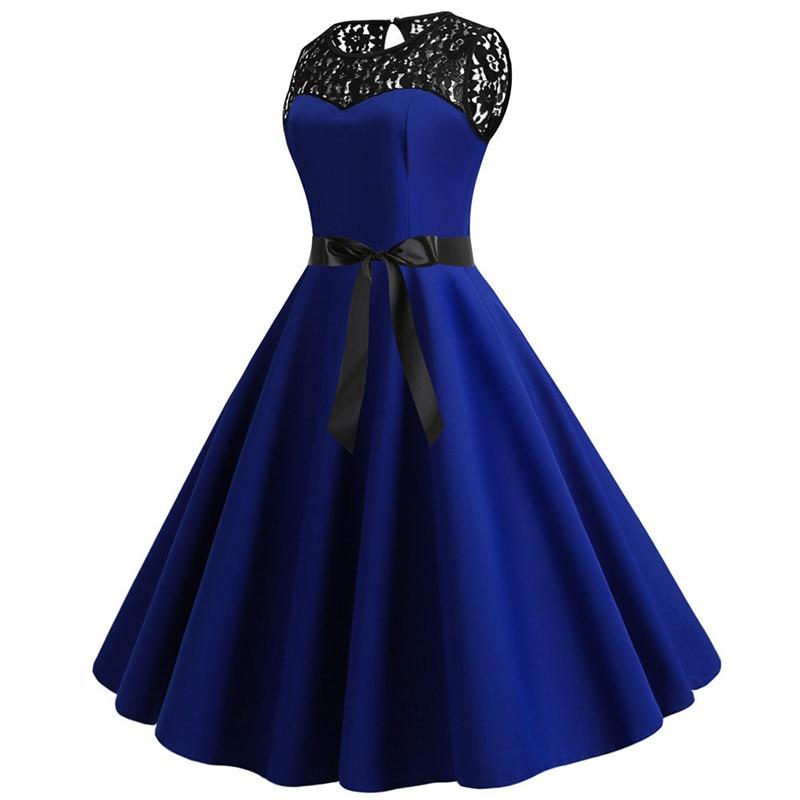 Robe Vintage<br> Dentelle Bleu - Louise Vintage
