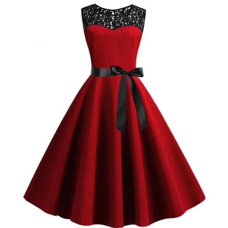 Robe Vintage<br> Dentelle Rouge - Louise Vintage
