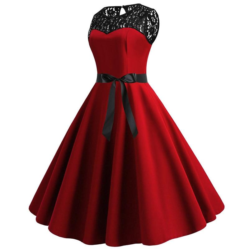 Robe Vintage<br> Dentelle Rouge - Louise Vintage