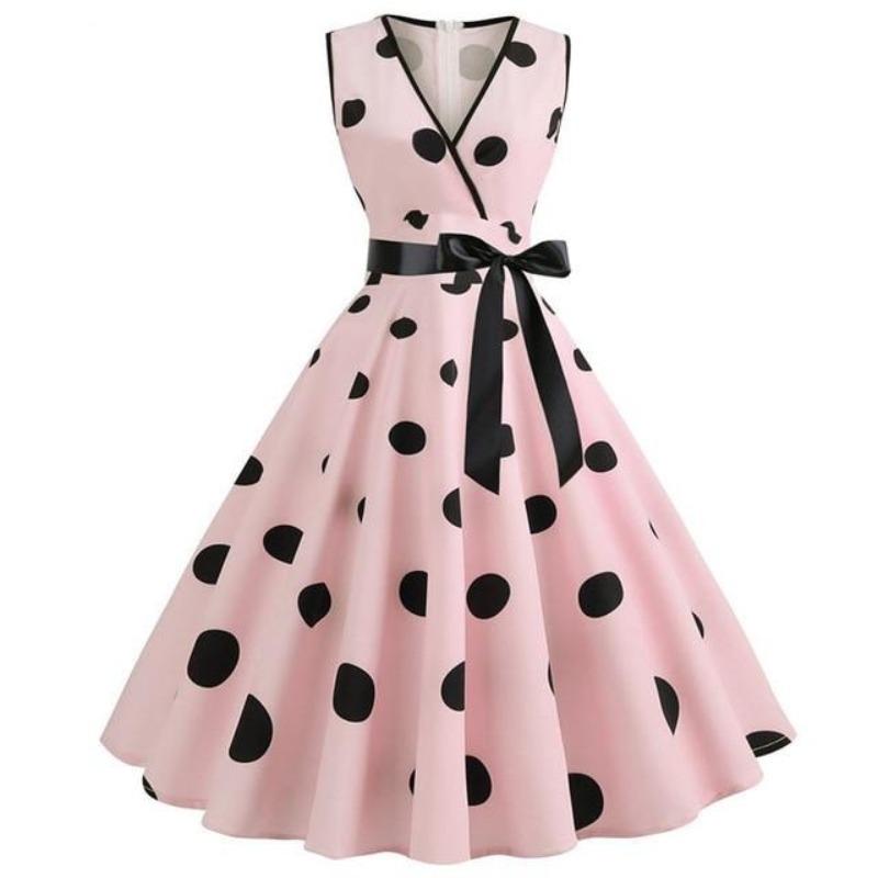 Robe Vintage<br> été Rose Pois - Louise Vintage