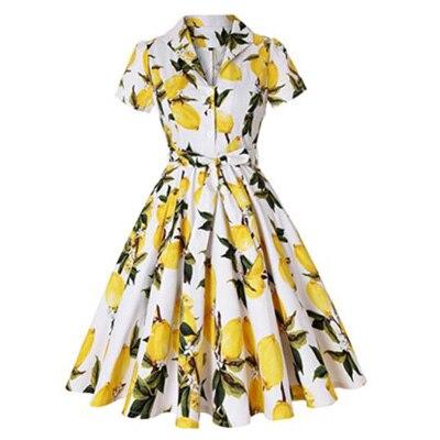 Robe Vintage<br> Grande Taille 60s Citron - Louise Vintage