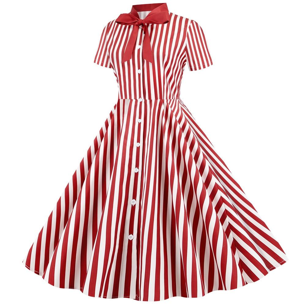 Robe Vintage<br> Rétro Rayures Rouge - Louise Vintage