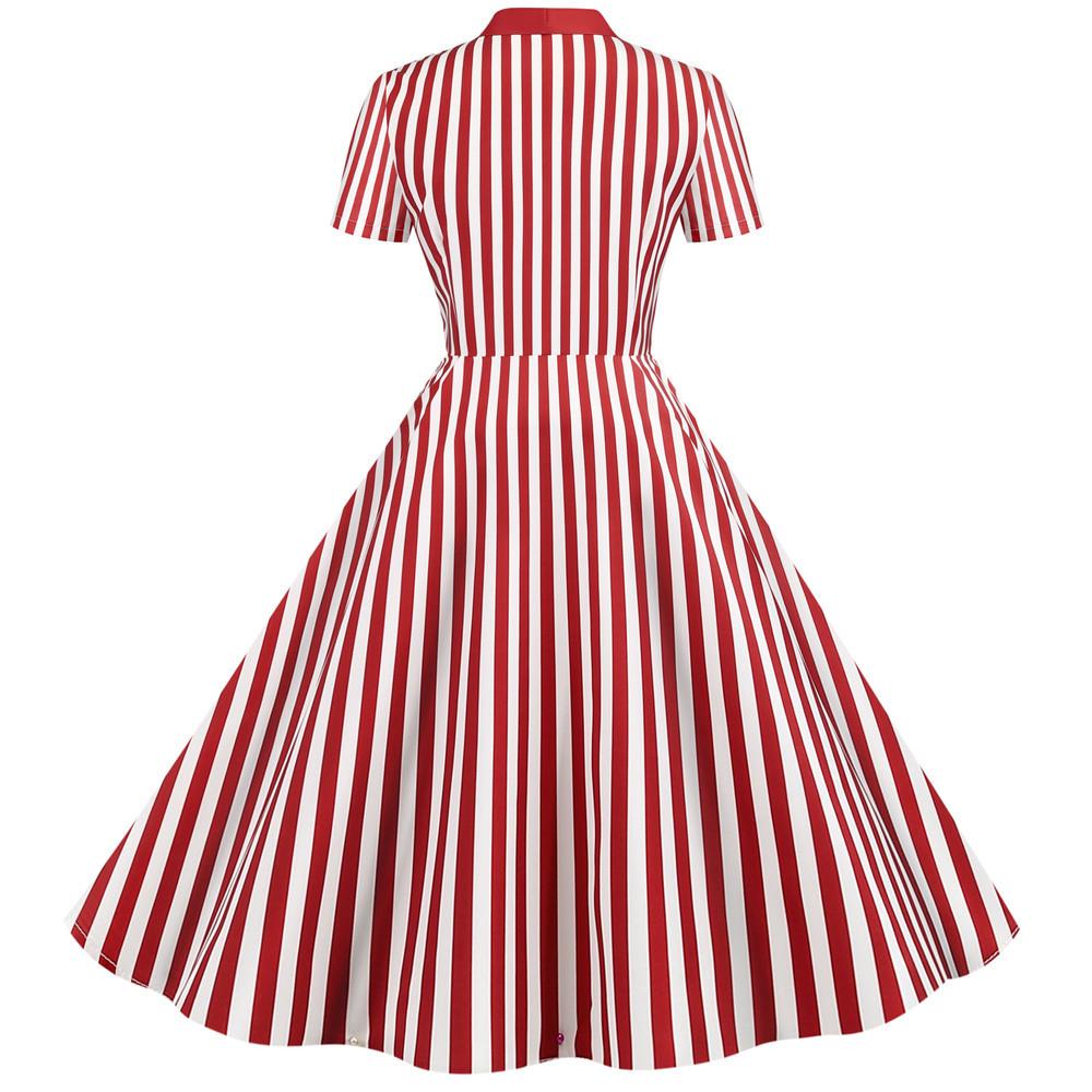 Robe Vintage<br> Rétro Rayures Rouge - Louise Vintage