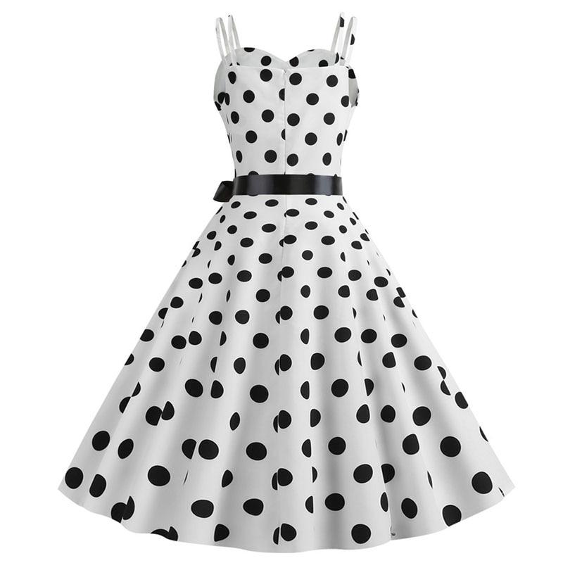 Robe Vintage<br> Rockabilly Blanc Pois - Louise Vintage