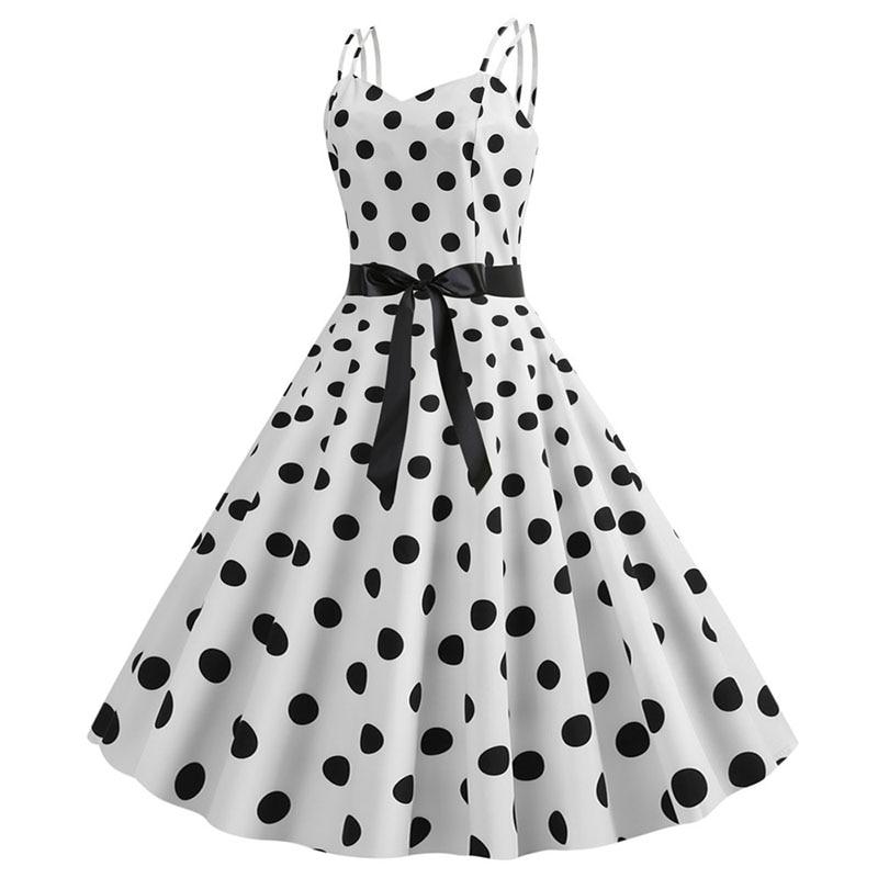 Robe Vintage<br> Rockabilly Blanc Pois - Louise Vintage