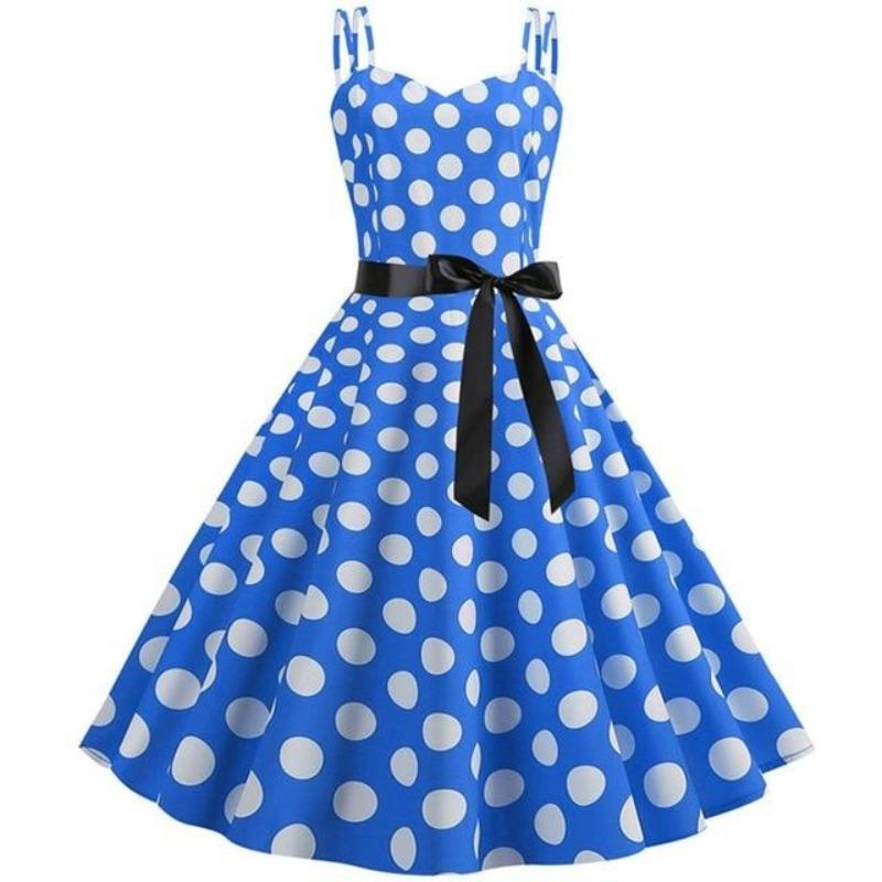 Robe Vintage<br> Rockabilly Bleu Pois - Louise Vintage