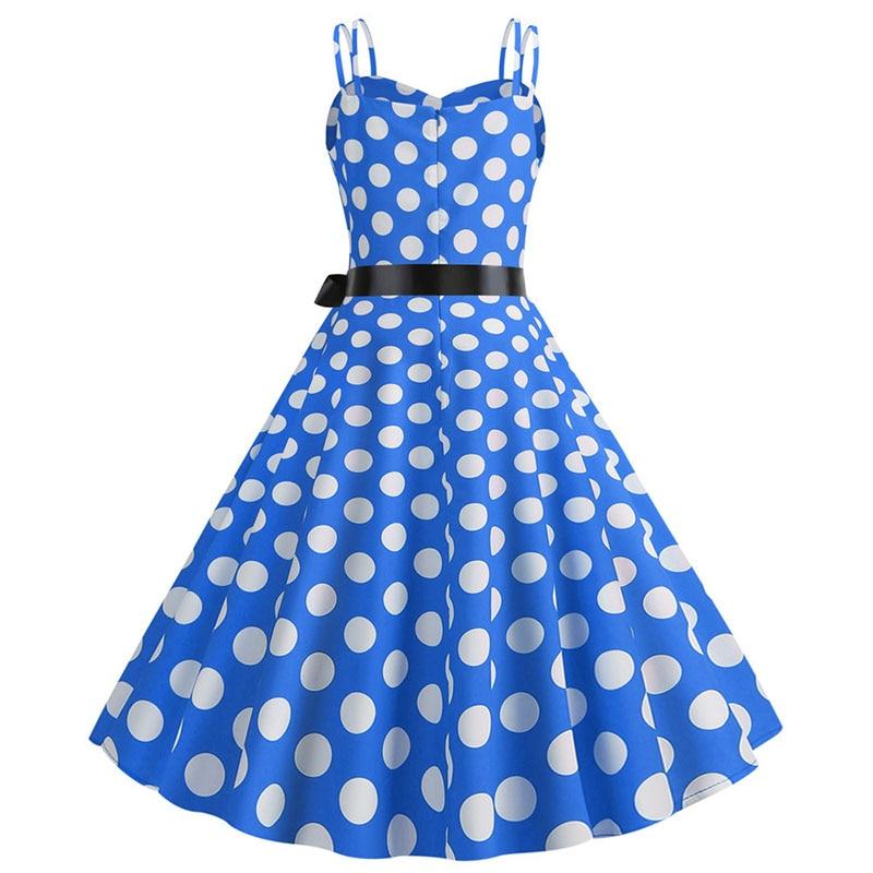 Robe Vintage<br> Rockabilly Bleu Pois - Louise Vintage