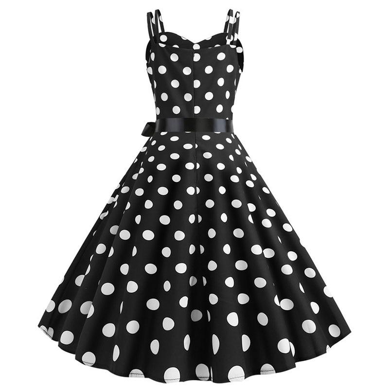 Robe Vintage<br> Rockabilly Noir Pois Blancs - Louise Vintage