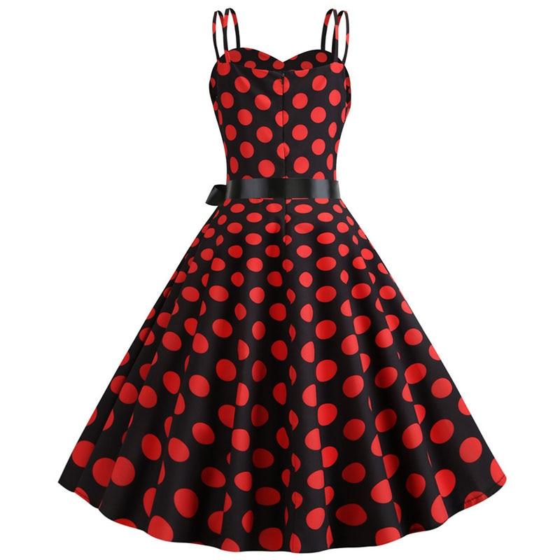 Robe Vintage<br> Rockabilly Noir Pois Rouges - Louise Vintage