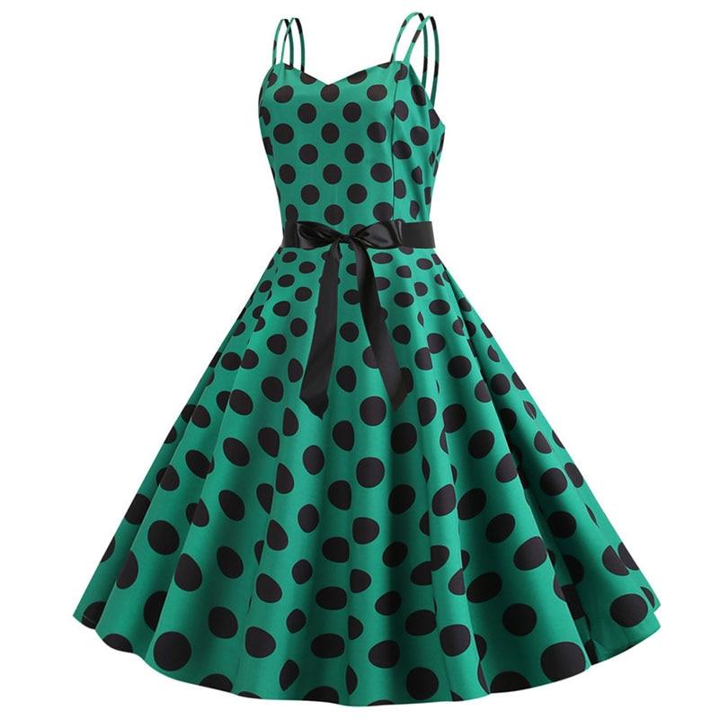 Robe Vintage<br> Rockabilly Vert pois - Louise Vintage