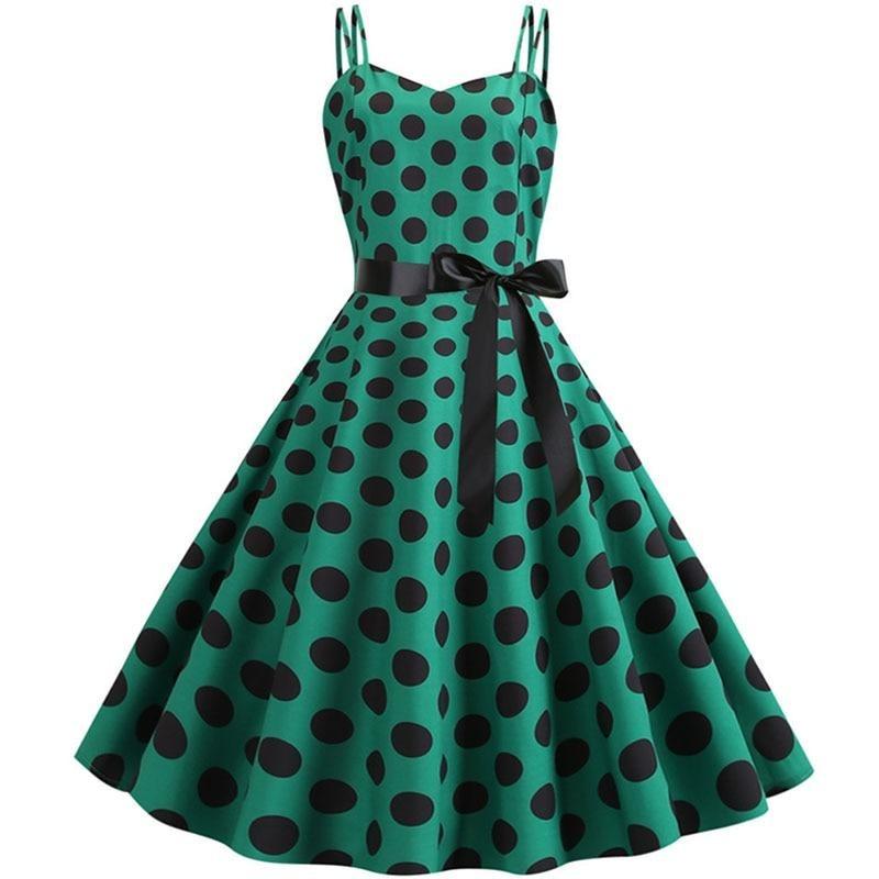 Robe Vintage<br> Rockabilly Vert pois - Louise Vintage