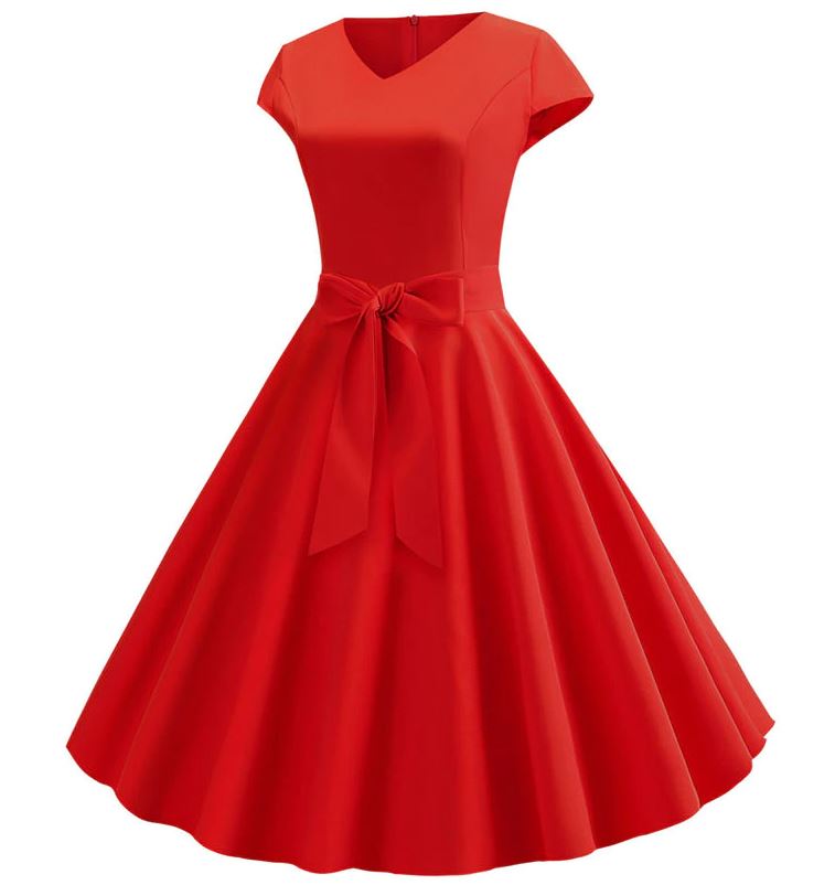 Robe Vintage Romantique Rouge Blanc