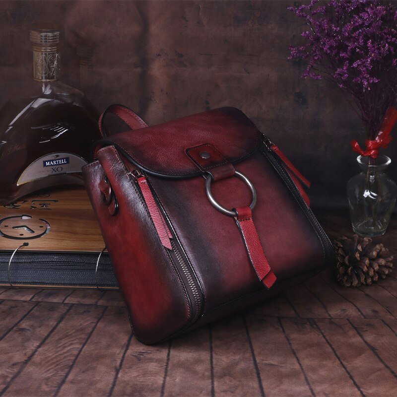 Sac à Dos Cuir Femme Vintage Violet - Louise Vintage