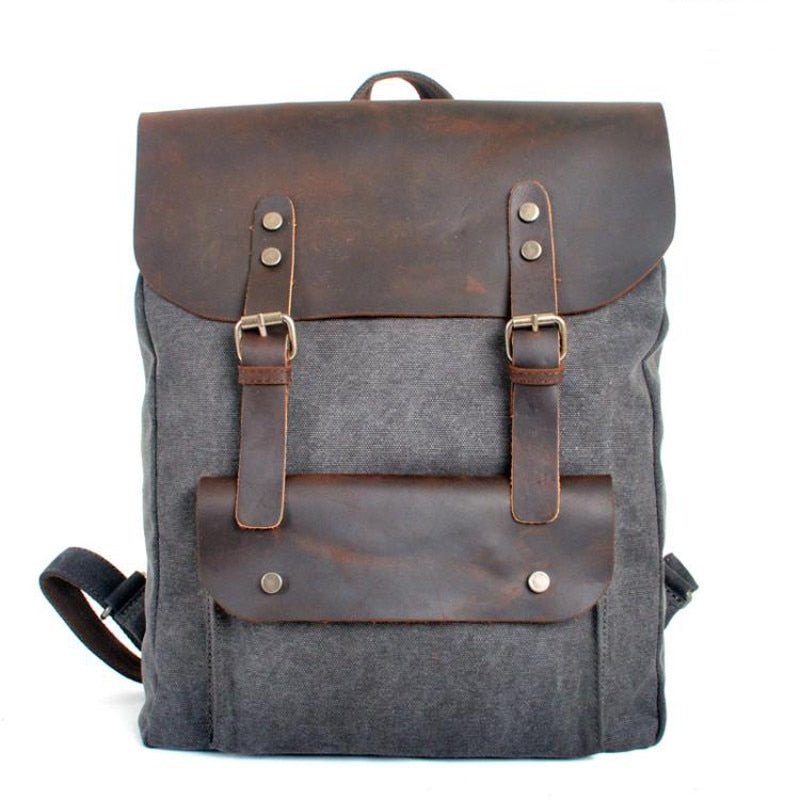 Sac à Dos Vintage Canvas Gris - Louise Vintage