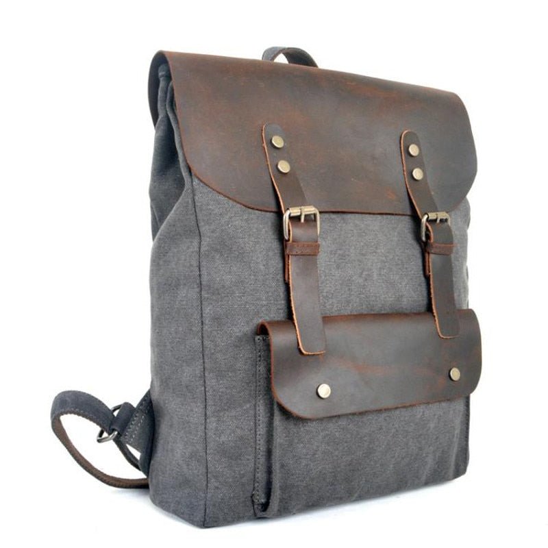 Sac à Dos Vintage Canvas Gris - Louise Vintage