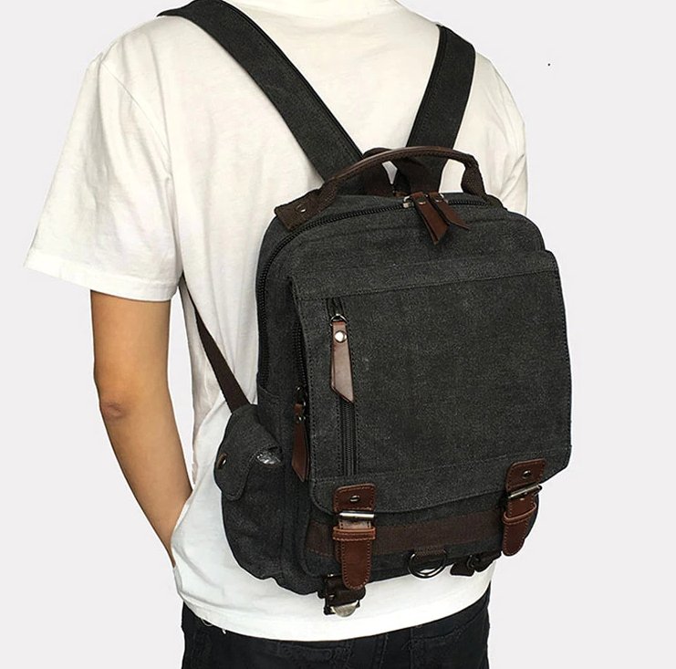 Sac à Dos Vintage Toile Noir - Louise Vintage