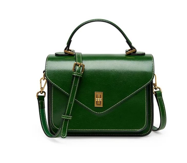 Sac à Main Cuir Vintage Femme Vert - Louise Vintage
