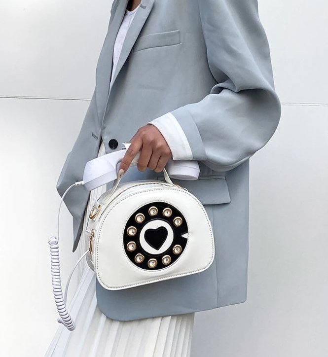 Sac à Main Téléphone Rétro Blanc - Louise Vintage