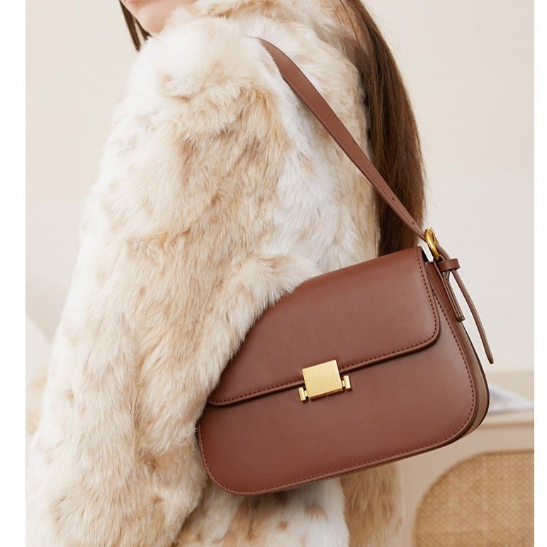 Sac Cuir Vintage Italien Kaki - Louise Vintage