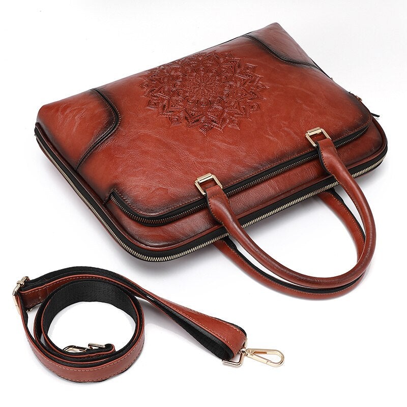 Sac Ordinateur Vintage Marron - Louise Vintage