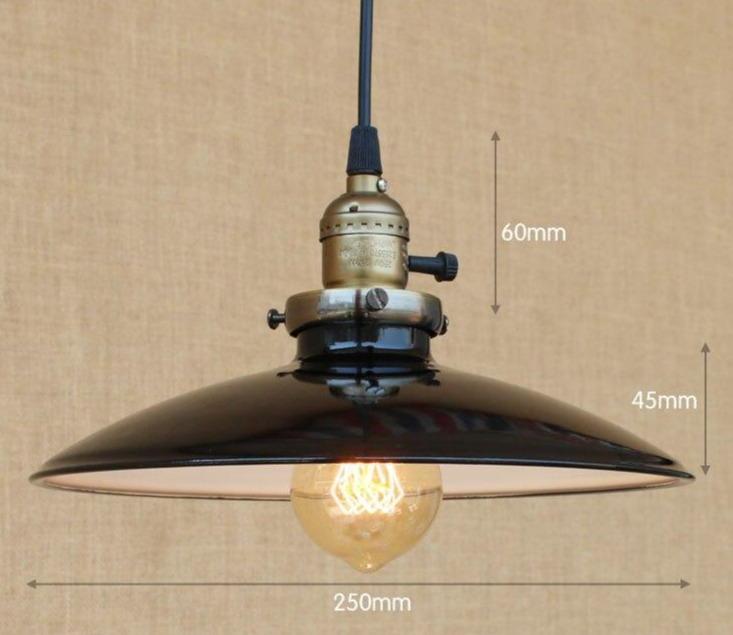 Suspension Vintage Rétro Large Noire - Louise Vintage