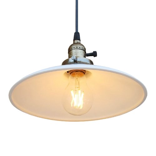 Suspension Vintage Rétro Plate Blanche - Louise Vintage