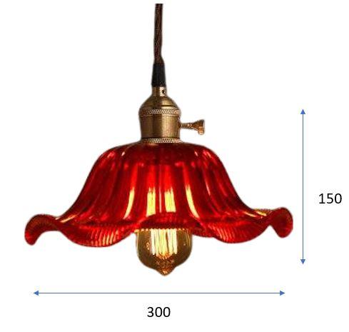 Suspension Vintage Verre Rouge Rétro - Louise Vintage