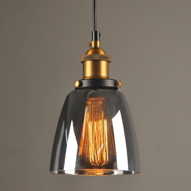 Suspension Vintage<br> Verre Gris 14 cm - Louise Vintage
