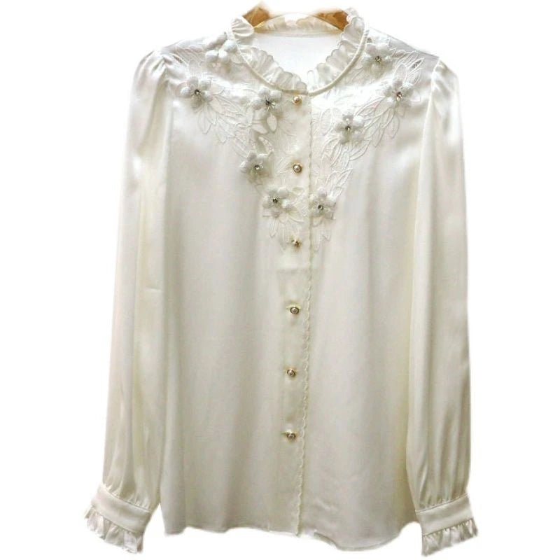 Top Vintage Années 30 Manches Longues Beige - Louise Vintage