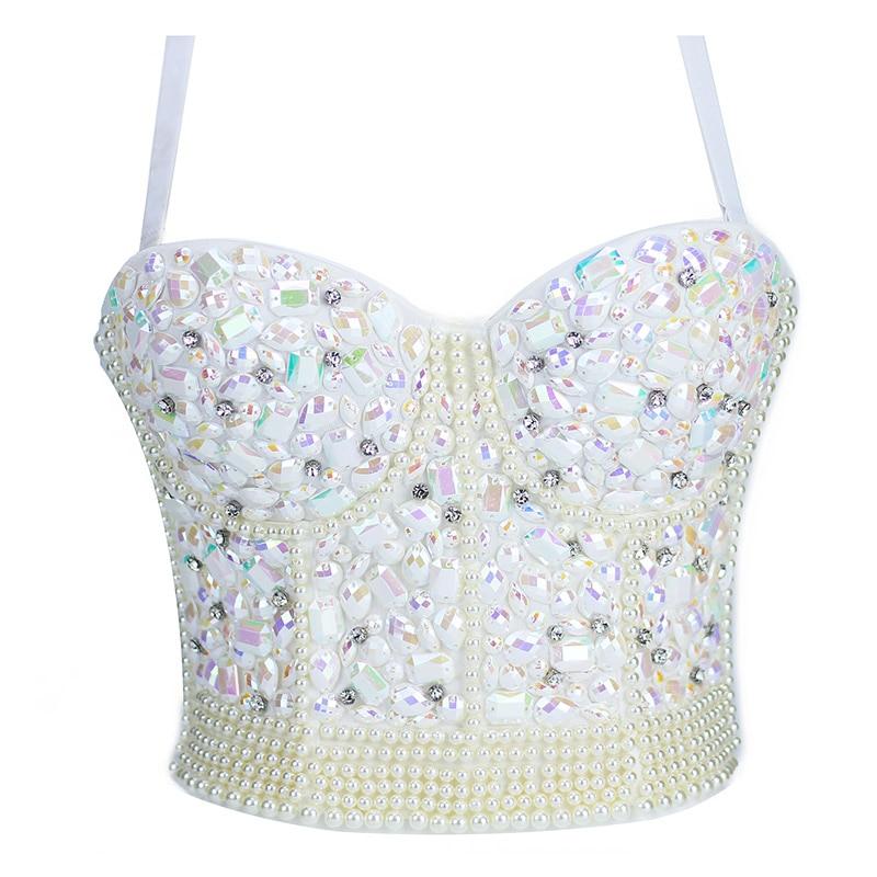 Top Vintage Blanc Strass et Perles - Louise Vintage