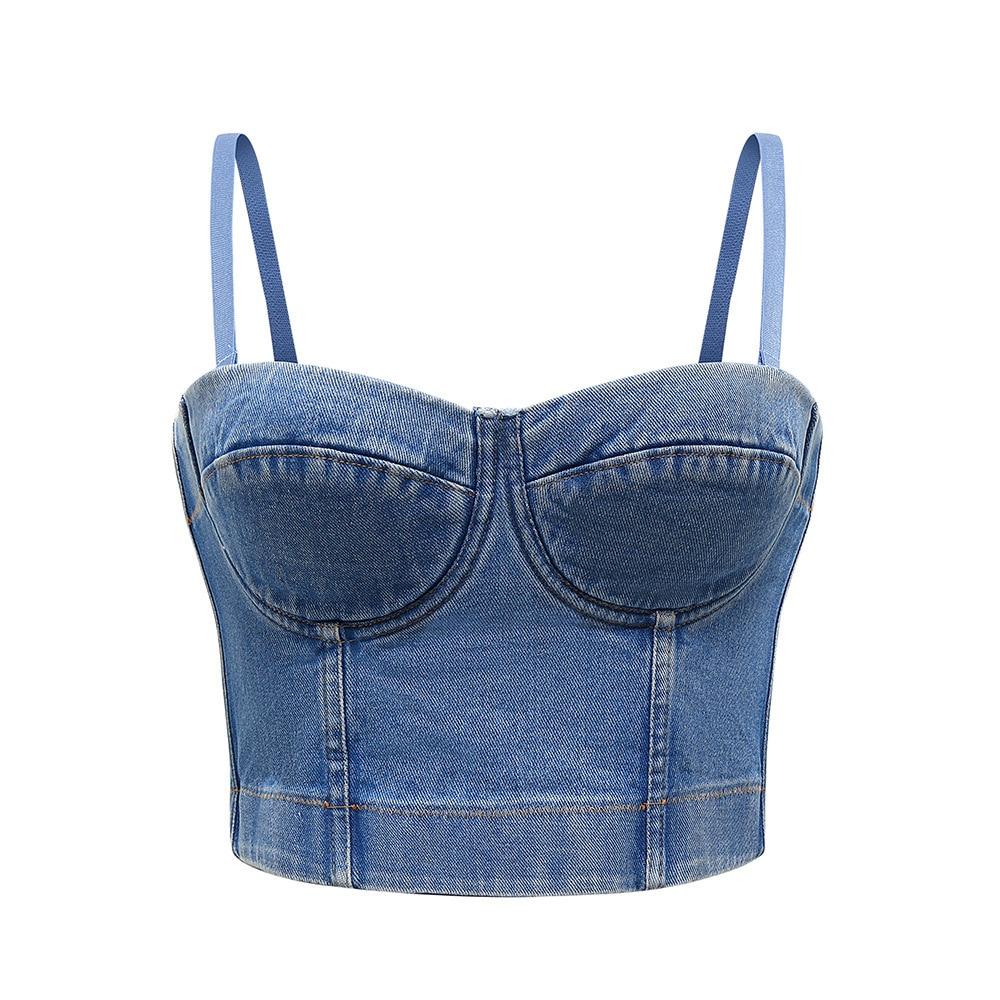 Top Vintage Bustier Jeans Denim