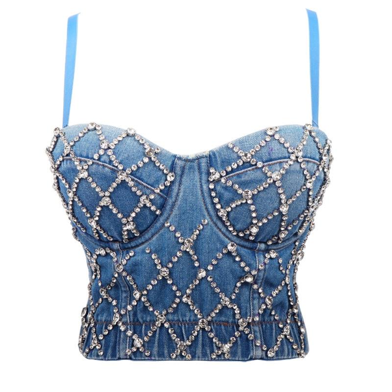 Top Vintage Bustier Jeans Perlé - Louise Vintage