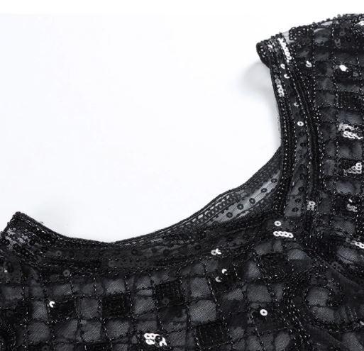 Top Vintage Châle Années 20 Noir - Louise Vintage