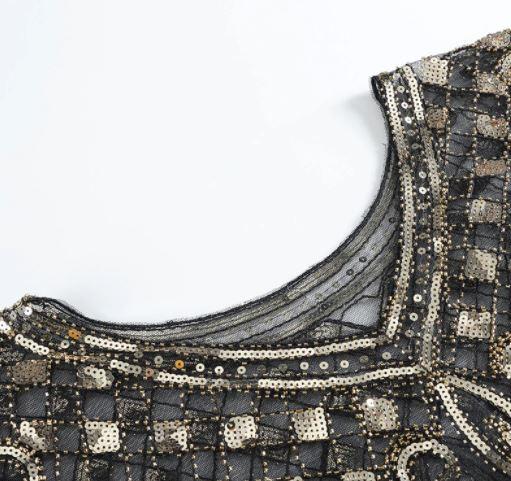 Top Vintage Châle Années 20 Noir Or - Louise Vintage