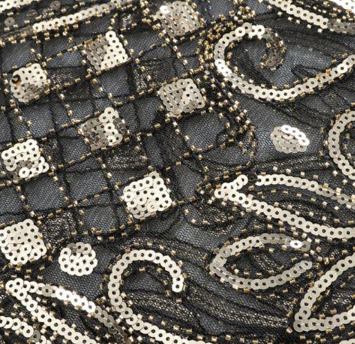 Top Vintage Châle Années 20 Noir Or - Louise Vintage