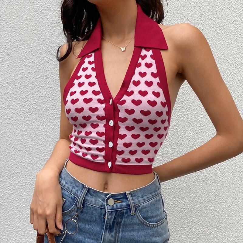 Top Vintage Coeurs Rouge - Louise Vintage