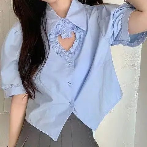 Top Vintage Court Chic Bleu - Louise Vintage