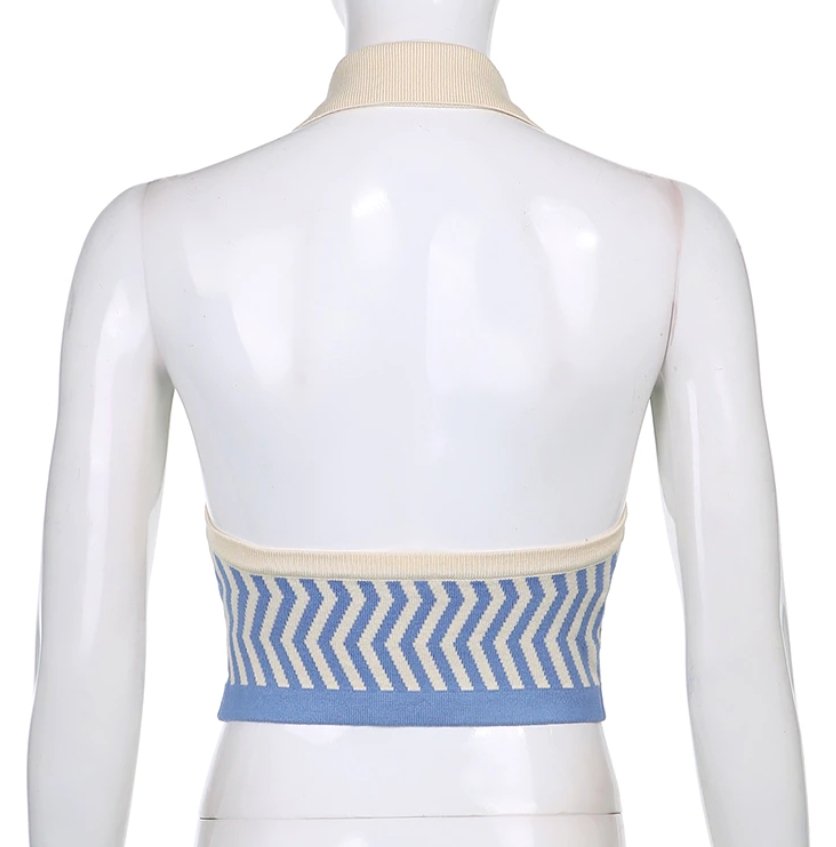 Top Vintage Sexy Rayé Bleu - Louise Vintage