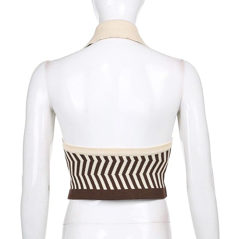 Top Vintage Sexy Rayé Marron - Louise Vintage