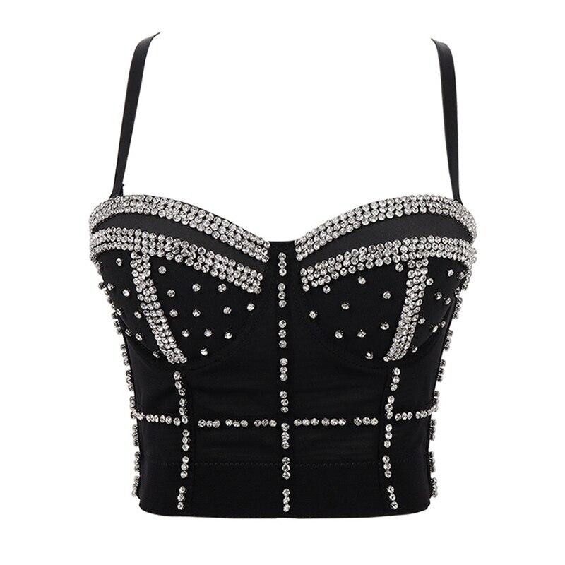 Top Vintage Strass Noir Pierres - Louise Vintage