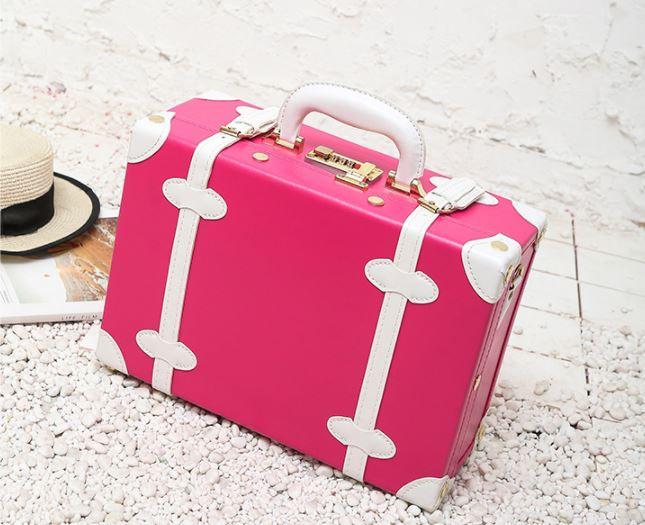 Valise Vintage Cabine Rose Bonbon Blanc - Louise Vintage
