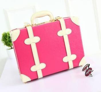 Valise Vintage Cabine Rose Bonbon Blanc - Louise Vintage