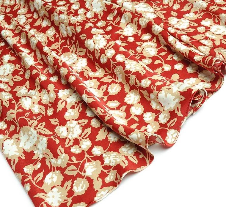 Vintage Robe Fleurie Année 40 Rouge - Louise Vintage