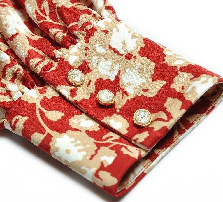 Vintage Robe Fleurie Année 40 Rouge - Louise Vintage